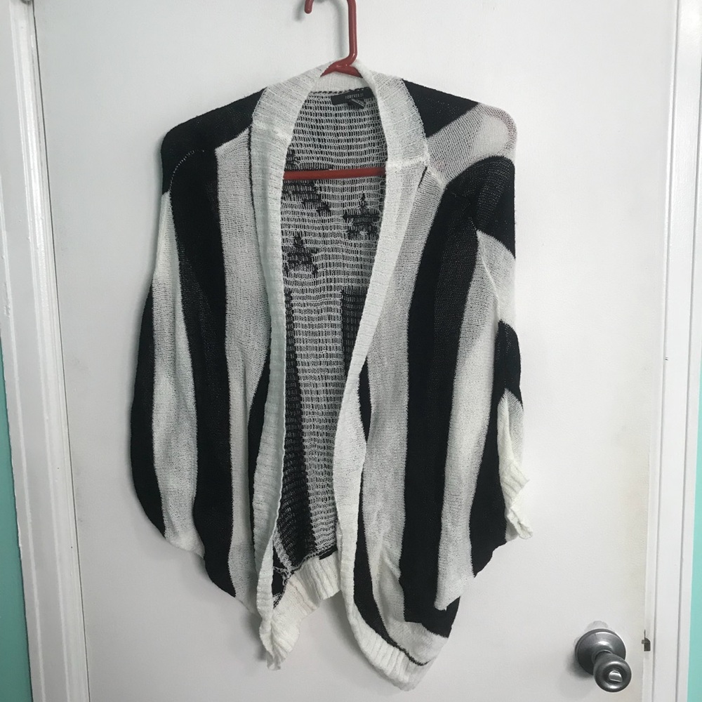Forever 21 Black and White Flag Cardigan
